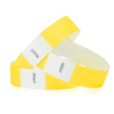 Imagem de Pulseiras Tyvek de 3/4 pol. amarelas de calcinha da WristCo, Pantone Yellow, 200 Count