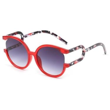 Imagem de Moda redonda óculos de sol feminino pc gradientes lente leopardo quadro luxo tendência óculos uv400, c4, um tamanho
