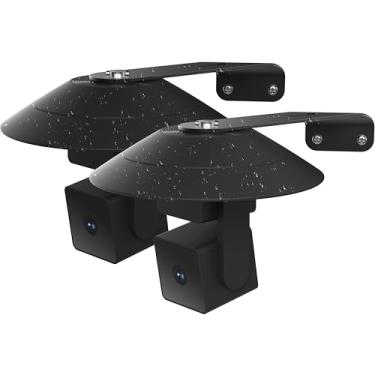 Imagem de Gcioii Pacote com 2 suportes de parede para WYZE Cam Pan V3, capa à prova de intempéries e acessórios de canto externo, reduz pontos cegos (preto, câmera não incluída)