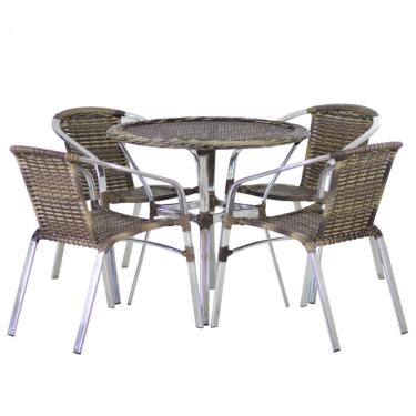 Imagem de Conjunto Cadeiras Floripa e Mesa com Tampo Tramado Área Externa Piscina Jardim Varanda