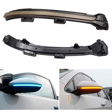 Imagem de Hacreyatu Luzes de seta sequenciais espelhadas laterais de LED dinâmicas, lentes fumê para VW Golf 7 MK7 GTI 7 R 7.5 Golf Sportsvan (azul + amarelo)