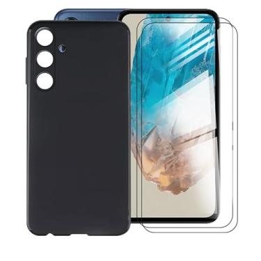 Imagem de AQGGIIXY Capa para Samsung Galaxy M35 (6,6 polegadas), com 2 peças, protetor de tela de vidro temperado, fina e antiarranhões para Samsung Galaxy M35, capa de silicone líquido à prova de choque para