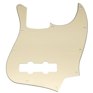 Imagem de Musiclily 10 Furos Escudo Baixo Pickguard para Fender EUA/Mexicana Standard Jazz Bass 4 Cordas, 3 Camadas Creme