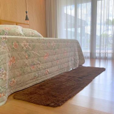 Imagem de Tapete Peludo 2,00x0,60 Quarto Apartamento 200x0,60 Novo Grande Moderno Decorativo (MARROM LISO, PASSADEIRA)