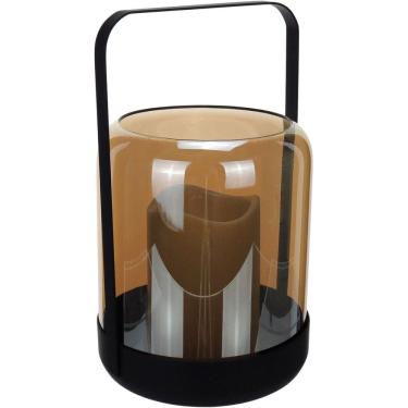 Imagem de CASTIÇAL DECORATIVO PORTA VELA HOME&CO METAL 24x15x15cm ÂMBAR