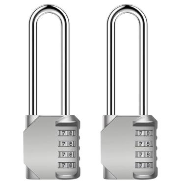 Imagem de AIHYTU Cadeado de Combinação Ultra Longo de 12 cm, Prata - Pacote com 2