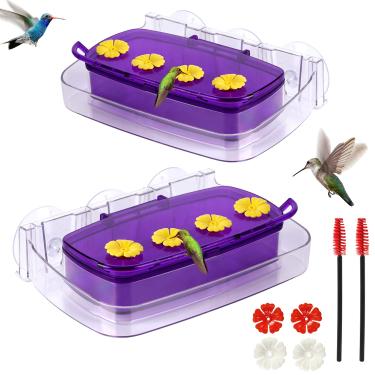 Imagem de HCGADON Alimentador de beija-flor para janela, alimentador de beija-flor de plástico com 3 ventosas fortes, fácil de limpar e recarregar, fosso embutido