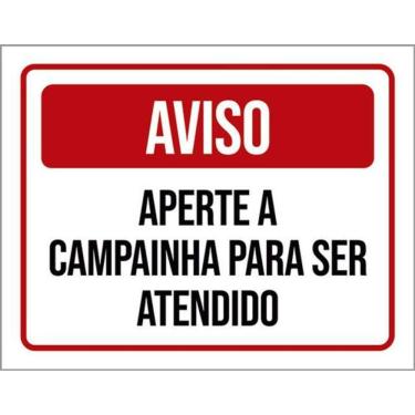 Imagem de Kit 10 Placas Aviso Aperte Campainha Para Ser Atendido 36X46