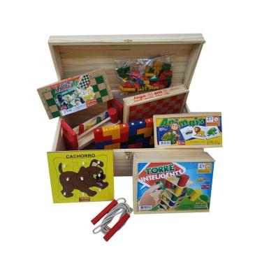 Imagem de Baú De Brinquedos Em Madeira Com 12 Jogos Jottplay
