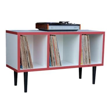 Imagem de Serena Estantes - Rack Para Vinil e Toca Discos - PENY RED - Estante para Discos de Vinil - 207 Discos - 37 cm x 98 cm x 33,5 cm