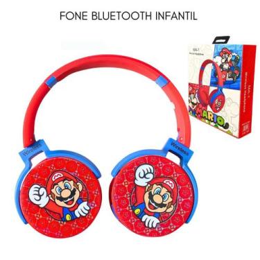 Imagem de Fone De Ouvido Infantil Menino Menina Super Mário Bros Sem Fio Bluetoo