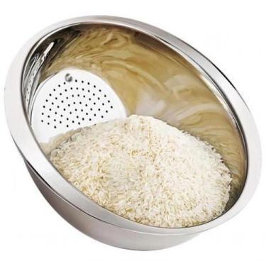 Imagem de Escorredor Lava Arroz Aço Inox 24 Cm Reforçado Ke Home