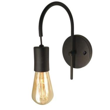 Imagem de Arandela Luminária Parede Abajur Moderno Botão Cama Preto - Single Lig