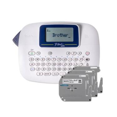 Imagem de Combo 1 Rotulador Eletrônico Branco Portártil Brother Ptm95wt + 3 Fita