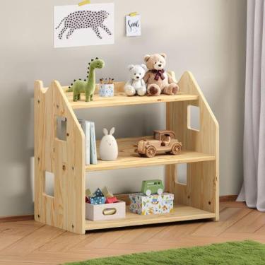 Imagem de Estante Porta Livros Infantil de Madeira Brinquedos Yasmin Natural - I