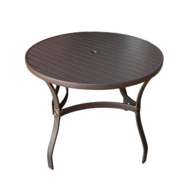 Imagem de Mesa Redonda Em Alumínio Com Tampo Ripado 80cm Área Externa Preto - FR