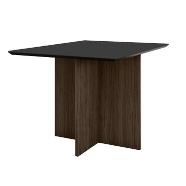 Imagem de Mesa De Jantar Retangular Tampo Chanfrado Sem Vidro 120cm Helô Poliman Móveis Amendoa/g...