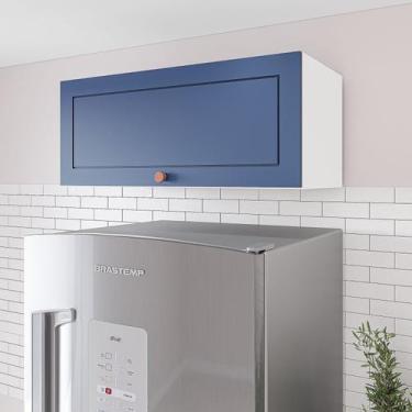 Imagem de Armário Aéreo 1 Porta Basculante Pérola Yescasa Branco/Azul