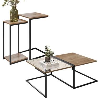 Imagem de Mesa de Centro Espelhada com Mesas Laterais Industrial D01 Design Demo