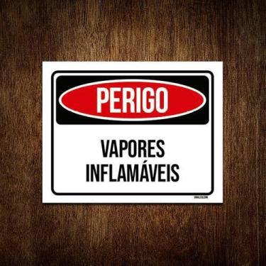 Imagem de Kit 3 Placas Perigo Vapores Inflamáveis - Sinalizo.Com