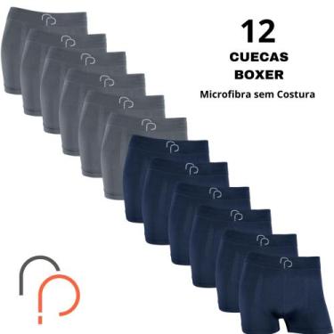 Imagem de Kit 12 Cueca Box Boxer Masculina RP Basic Microfibra Elastano Adulto L