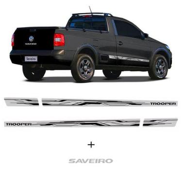 Imagem de Kit Faixa Saveiro Trooper Cinza 12/13 + Adesivo Traseiro - SPORTINOX