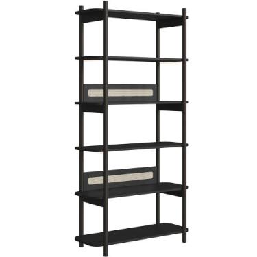 Imagem de Estante Livreiro Multiuso 6 Prateleiras Pés Madeira Moss A03 Nero Pret