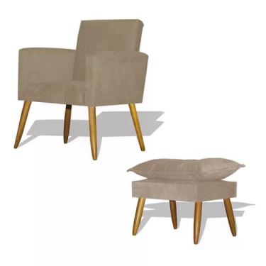 Imagem de Kit Poltrona Decorativa Nina com Puff Opala Azul Turquesa - Divini, Ca