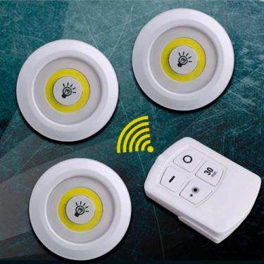 Imagem de Luminária Led Spot Sem Fio Kit 3 Peças Inclui Controle Branco - CORREI
