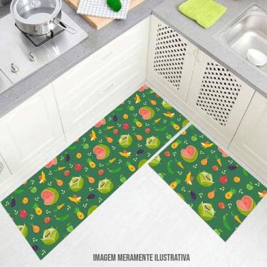 Imagem de kit cozinha passadeira 120x40cm frutas Tropicais 60x40cm - Deluzz