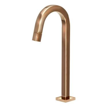 Imagem de Torneira Banheiro Quadrada Rose Gold Pratica Clean Alta - Modelar