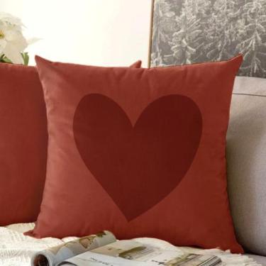 Imagem de Almofada Terra Cota Coração 40x40cm - Serigrafada Frente e Verso - FAS