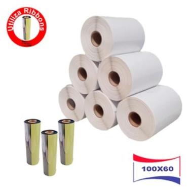 Imagem de Kit 02 Etiqueta Zebra Couche + 01 Ribbon - 414 Etiquetas - ELEVE