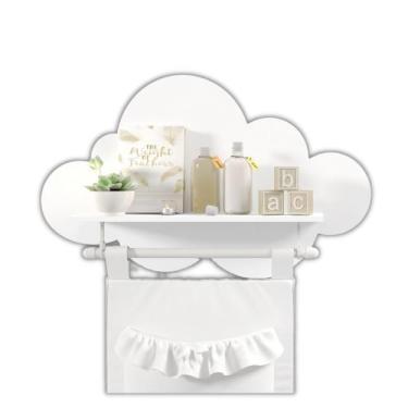 Imagem de Nuvem Com Varão - MDF - Rosa Azul - Decoração - Lalu Enxovais, BRANCO