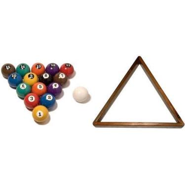 Imagem de Kit Bola Numerada+ Triângulo Sinuca Bilhar Snooker Mesa Jogo - Tacolân