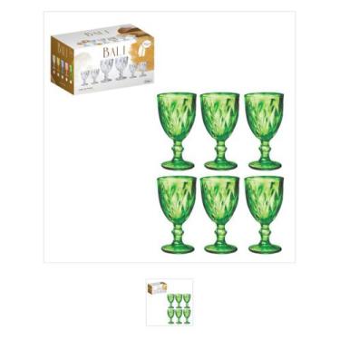 Imagem de Balli  Diamond Conjunto 6 Taças para Água de Vidro, Verde, 325 ml