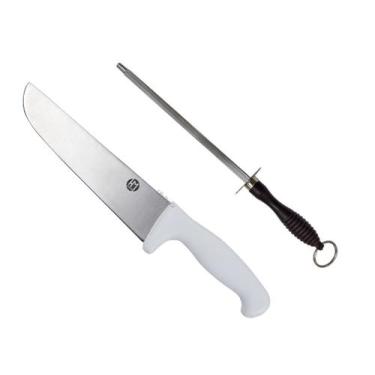Imagem de Kit Faca De Carne Profissional 8 (20cm) + Chaira P/ Facas Polo - HM