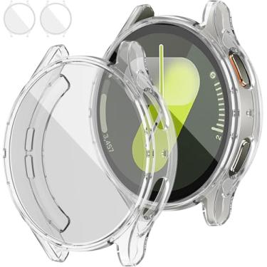 Imagem de Pacote com 2 protetores de tela RICHONE de 44 mm para Samsung Galaxy Watch 7, capa protetora de TPU flexível para Galaxy Watch7 de 44 mm, acessórios macios resistentes a arranhões transparentes