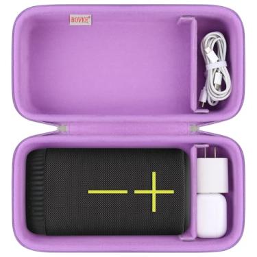 Imagem de BOVKE Estojo de transporte compatível com alto-falante portátil Ultimate Ears EVERBOOM sem fio Bluetooth, bolsa com suporte UE EVERBOOM com espaço extra para cabos de carregador UE, roxo