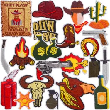 Imagem de 20 peças, chapéu de bota de caubói ocidental, ferradura, ferro, remendos, faca de granada, bordada, costurar, emblemas de reparo para camisetas, jeans, coletes, bolsas, costura, artesanato, decoração