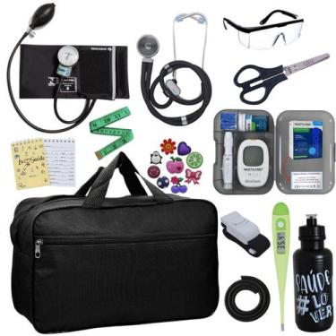 Imagem de Kit Enfermagem Aparelho Pressao Medidor Glicose Esteto Multi PA MED - 