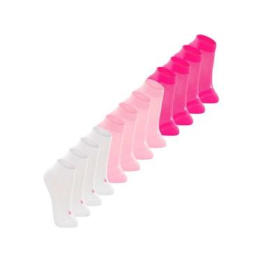 Imagem de Kit 12 Pares de Meias Infantil Cano Curto Lupo 2725-089, Rosa, 24-29