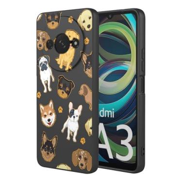 Imagem de HTXWXJC Capa de telefone para Redmi A3, capa Xiaomi Poco C61, 2312BPC51H 23129RN51X capa à prova de choque flexível bumper TPU capa macia padrão cão capa de telefone para Xiaomi Redmi A3 Black Dog