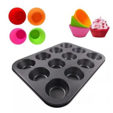 Imagem de Forma de cupcakes c/12 silicone em casa tem cod 12636 - Elite
