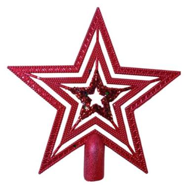 Imagem de Estrela Ponteira de Arvore Plástico 18x18cm Cor:Vermelho - ELITE, Estr