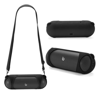 Imagem de Capa de silicone compatível com alto-falante Bluetooth sem fio Beats Pill, capa protetora de silicone para viagem com alça de ombro para alto-falante Bluetooth Beats Pill (preto)