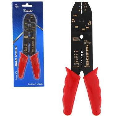 Imagem de alicate desencapador/ terminal de fios cabo vermelho 8'' na cartela - 