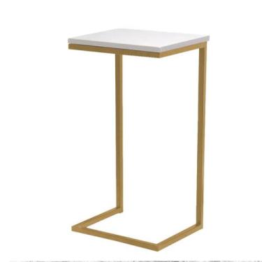 Imagem de Aparador Médio com Base Dourado 70cm x 32cm - Trendy, Dourado Branco
