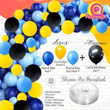 Imagem de Kit Arco Desconstruído Decoração 81 itens Polícia - Festas com Balões 