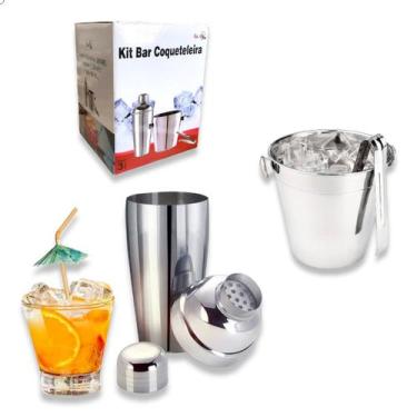 Imagem de Kit Conjunto Bar Caipirinha Drink Coquetel - 3 Peças Inox - TOP HOUSE